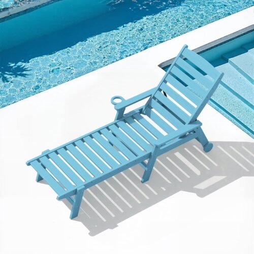 Outdoor Chaise Lounge Chair – Light Blue