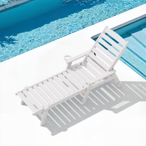 Outdoor Chaise Lounge Chair – White